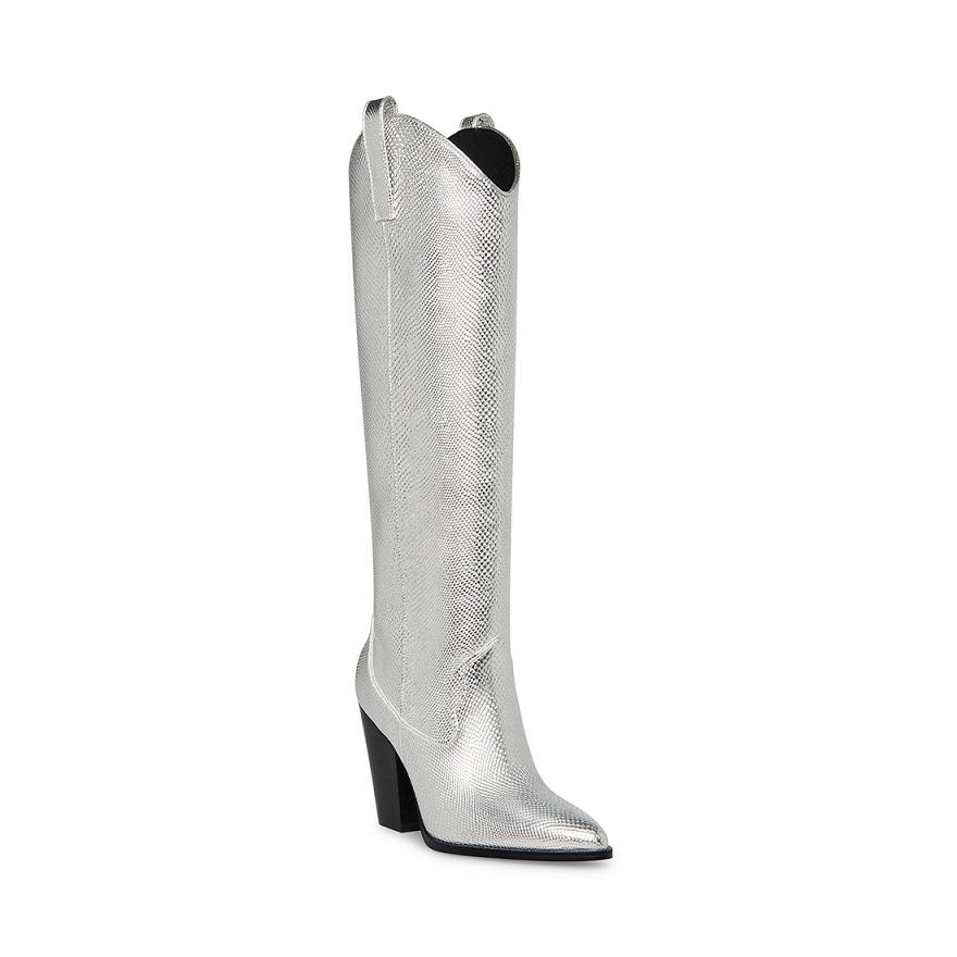 Steve Madden AUSTYN Női Hosszú Szárú Csizma Titán Kígyóbőr | 198DUSBFI