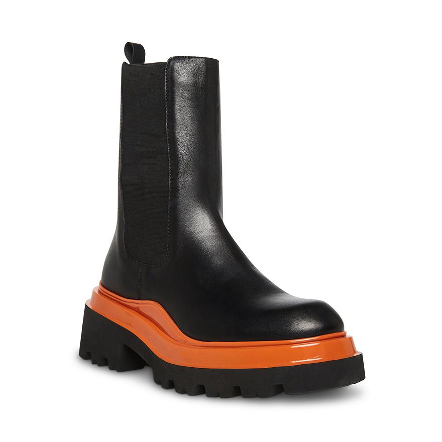 Steve Madden BUXTON Női Chelsea Csizma Fekete Narancssárga | 653HJNMTG