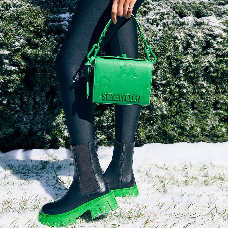 Steve Madden CHARGES Női Chelsea Csizma Fekete Zöld | 864ULOQFG