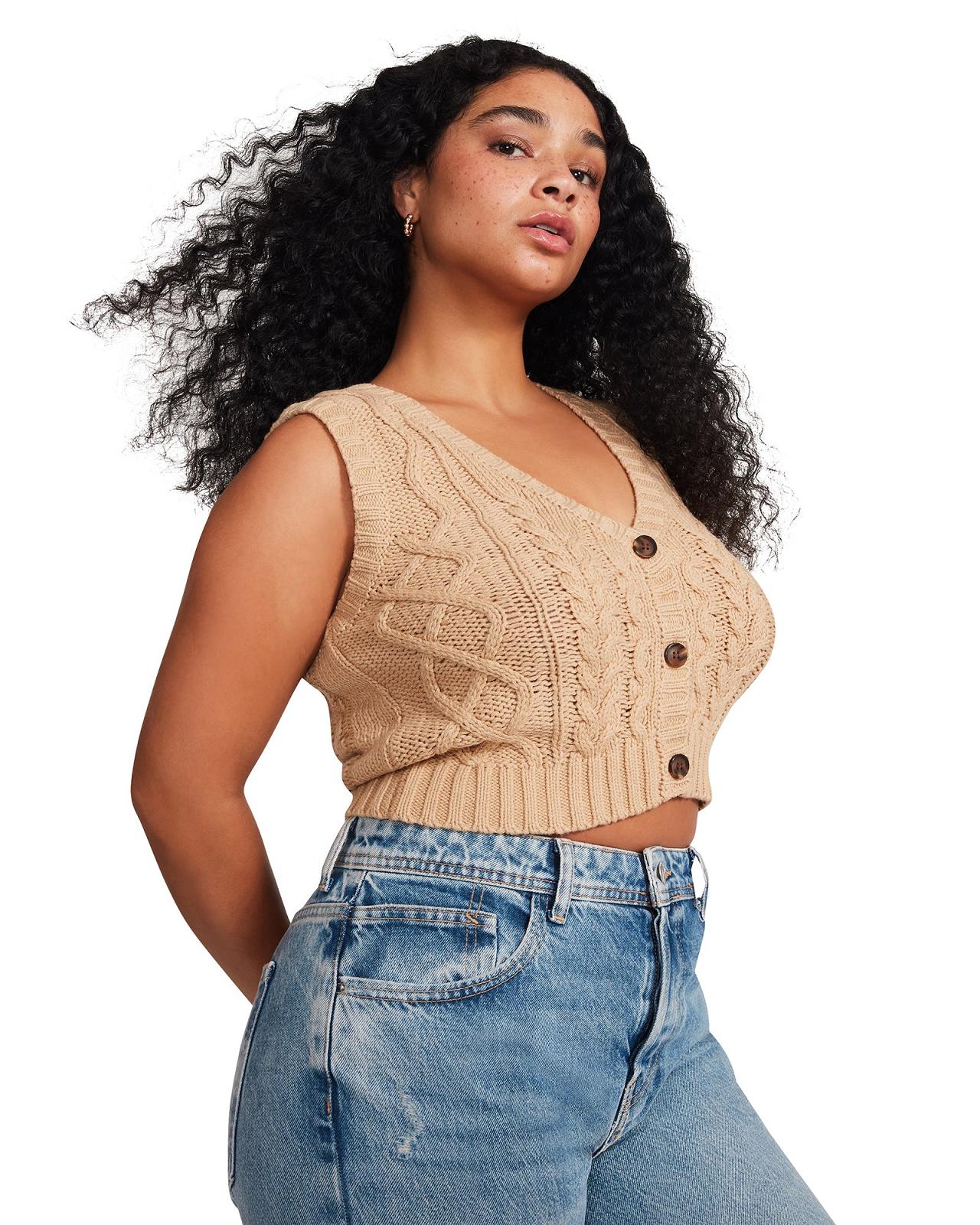 Steve Madden CORY SWEATER VEST Női Felsők Bézs | 643IEVFUY