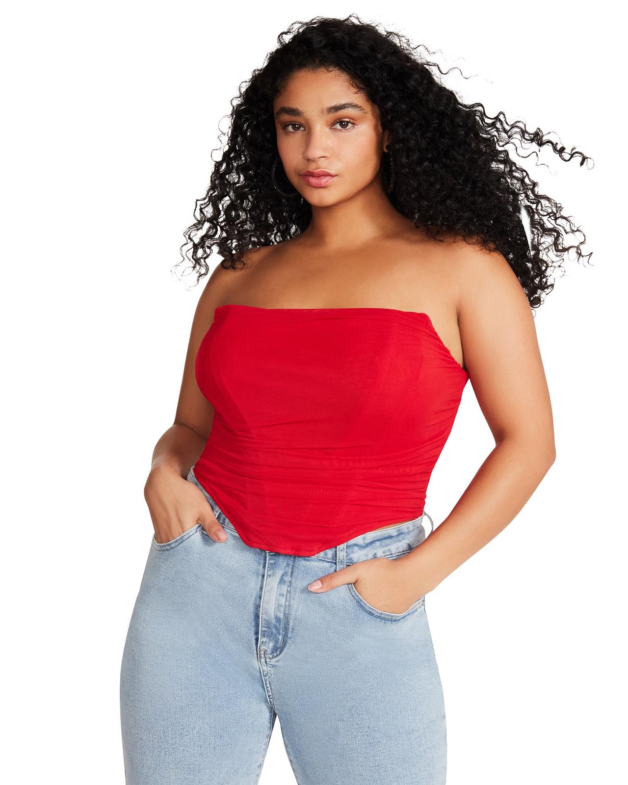 Steve Madden DAHLIA TOP Női Felsők Piros | 598TWVRCQ