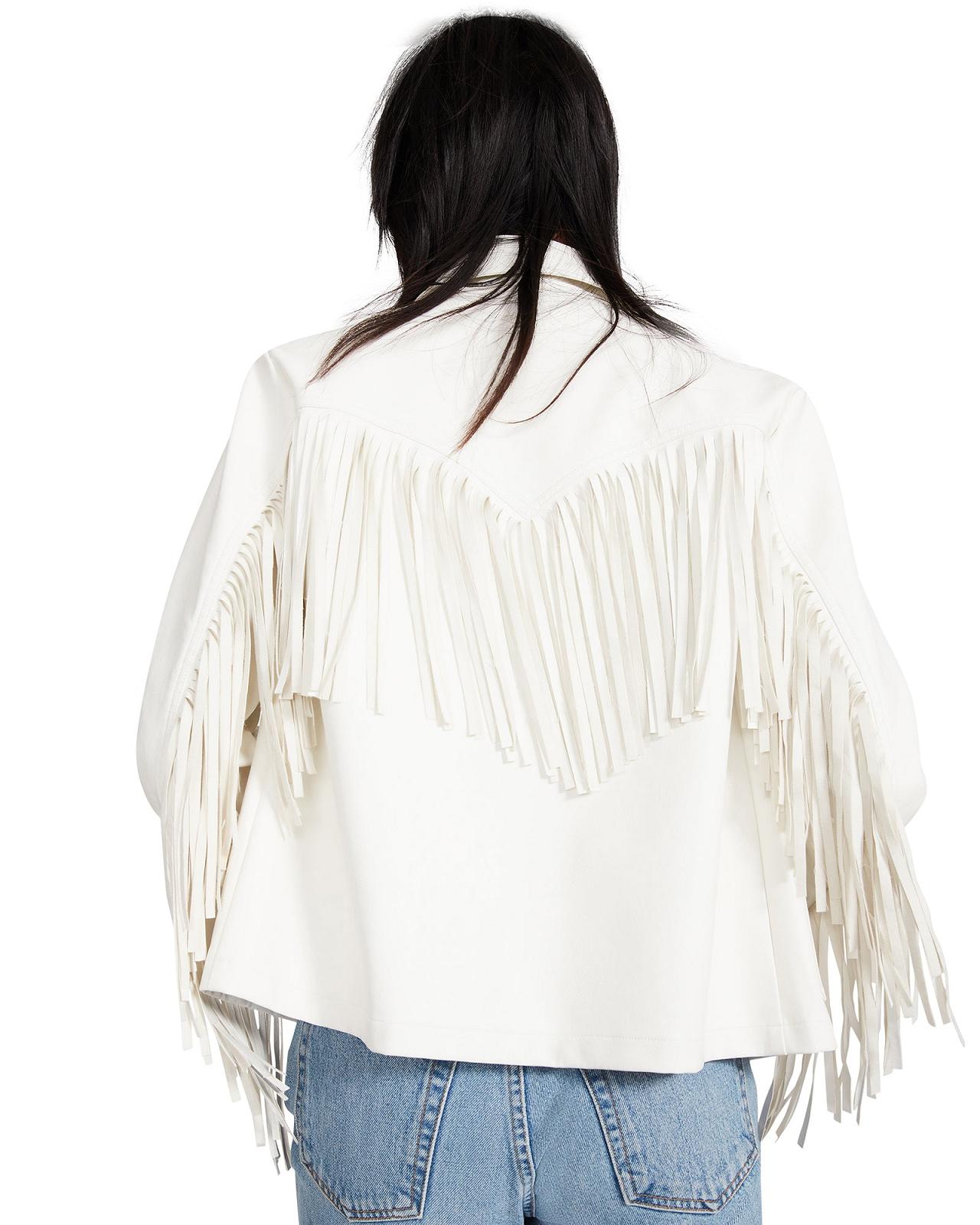 Steve Madden FRINGE JACKET Női Kabát Fehér | 749UWQKBP