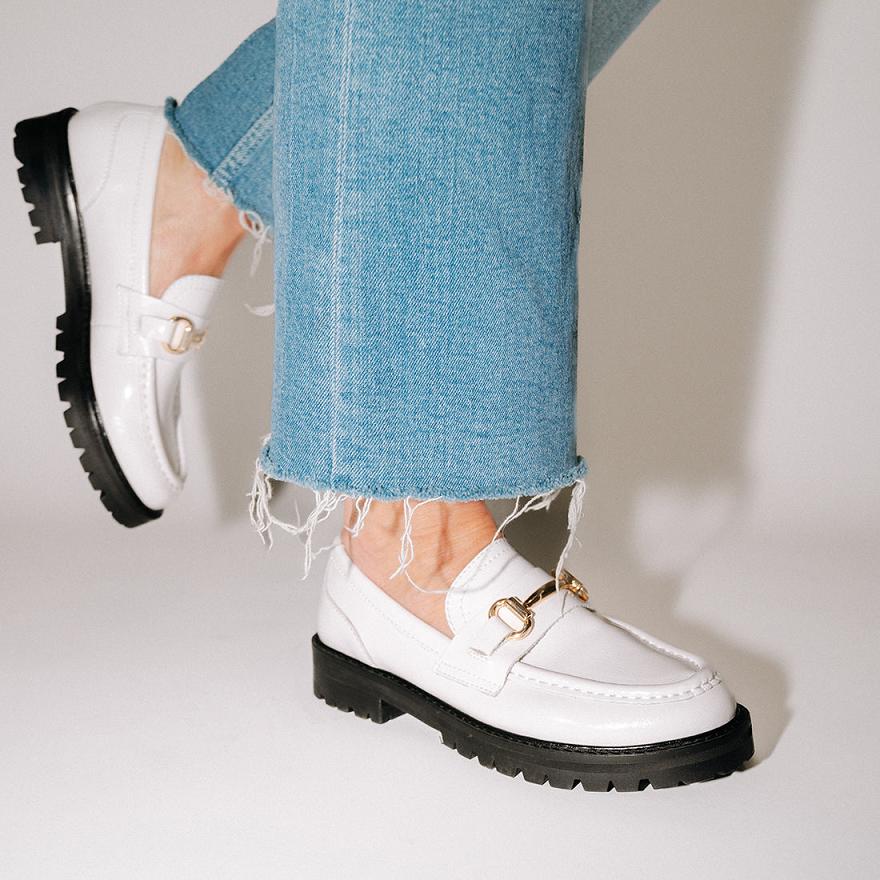 Steve Madden MISTOR Női Loafer Cipő Fehér | 426ULVYAD