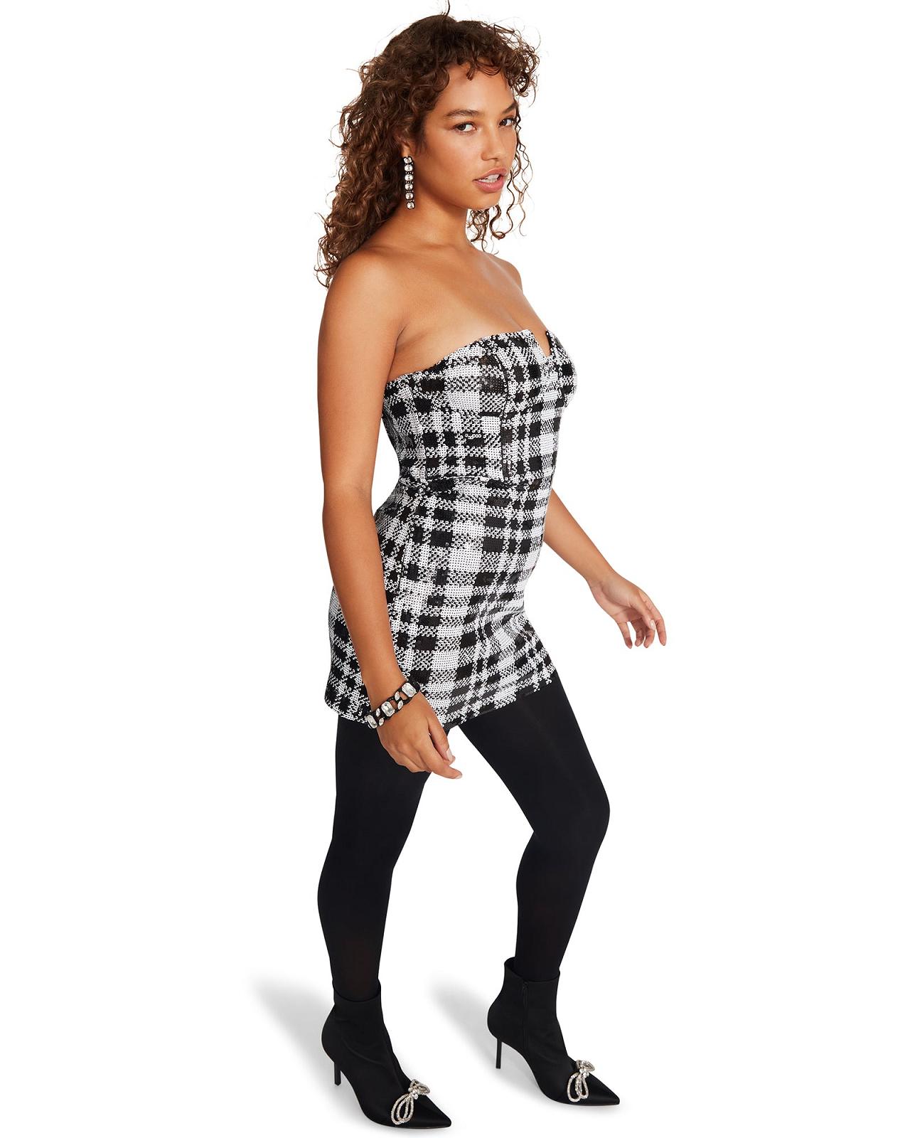 Steve Madden RETA DRESS Női Ruha Fekete Fehér | 906RDZKAX