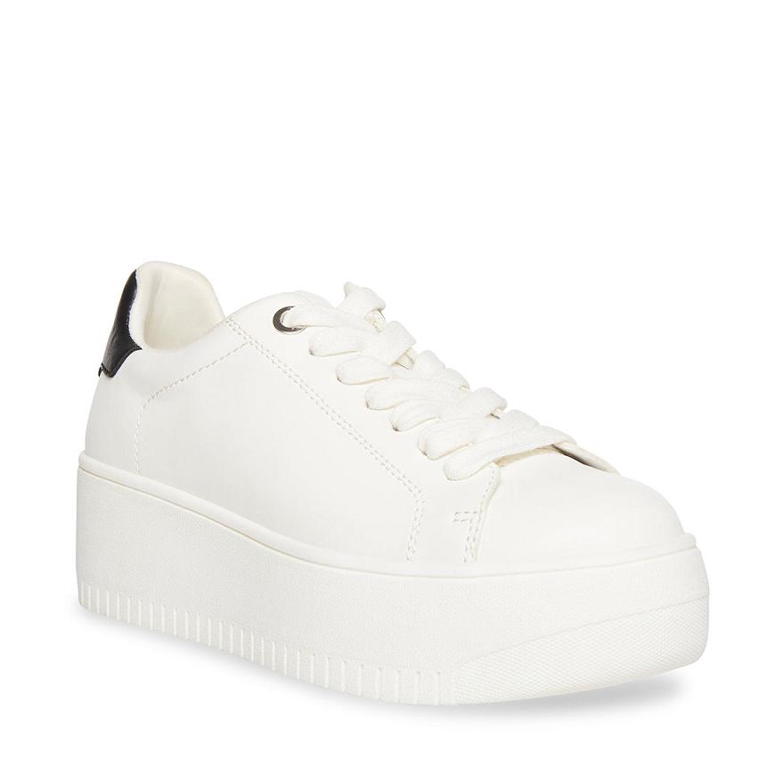Steve Madden ROCKAWAY Női Platform Cipő Fehér Fekete | 582UOWLPQ