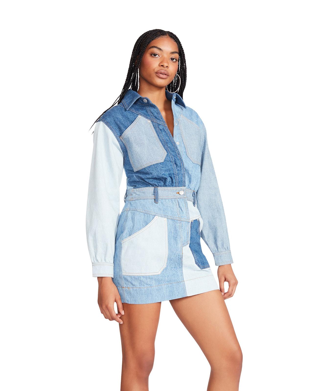Steve Madden RYLEIGH DRESS Női Ruha Denim | 709IZGHCT