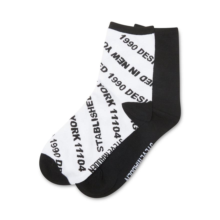 Steve Madden VERBIAGE CREW SOCK Női Zokni Fekete Fehér | 891VPSUMN